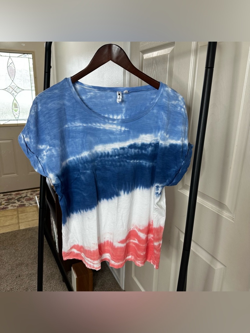 Tie-Dye Short Sleeve Tee - Blue, White & Coral 🛞